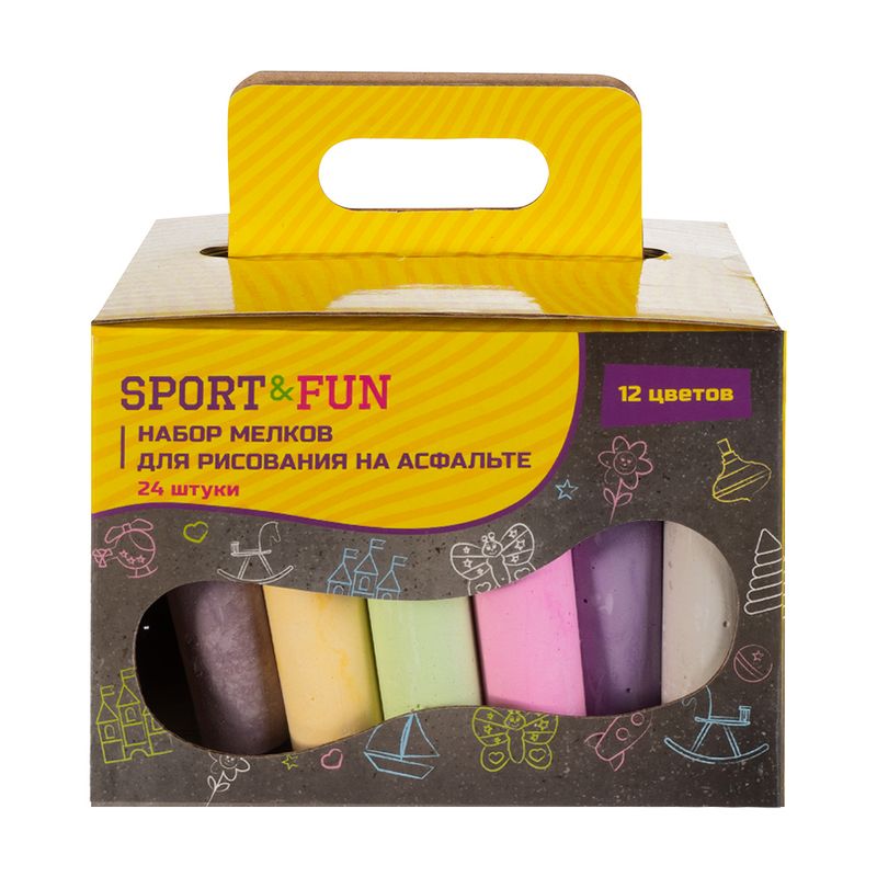 Набор мелков для рисования на асфальте, Sport&Fun, 24 шт., в ассортименте