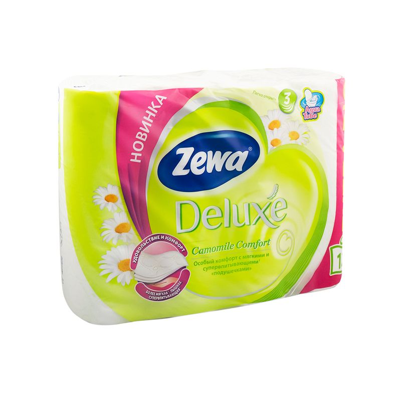 Туалетная бумага, Zewa Deluxe, Ромашка, 3 слоя, 12 рулонов