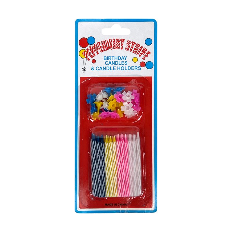 Свечи для торта, PEPPPEAMINT STAIPE, 4 цвета, 24 штуки