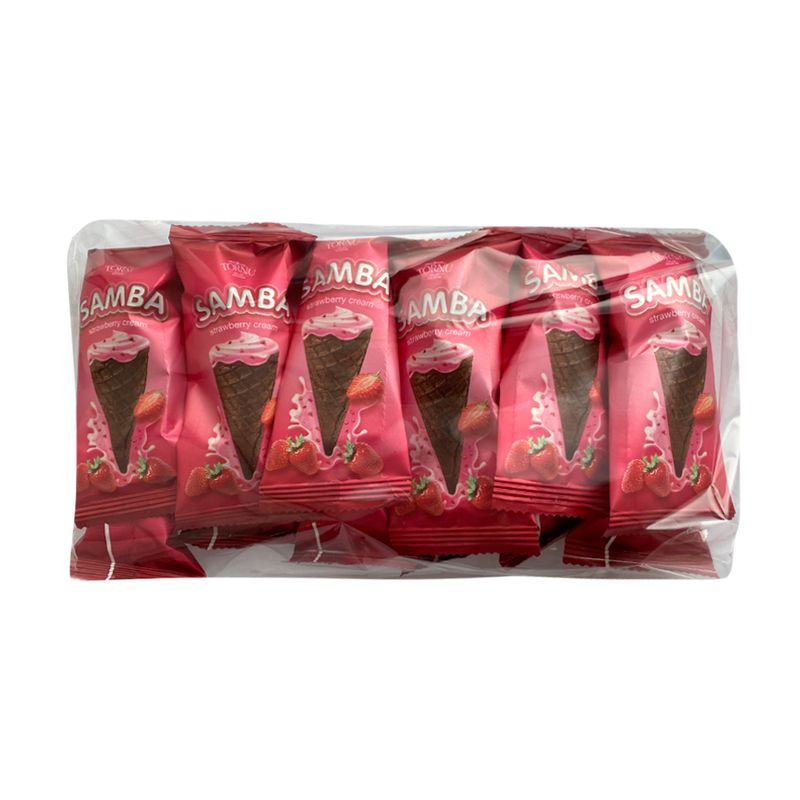 Вафельные конусы Samba с клубничной начинкой, 200 г
