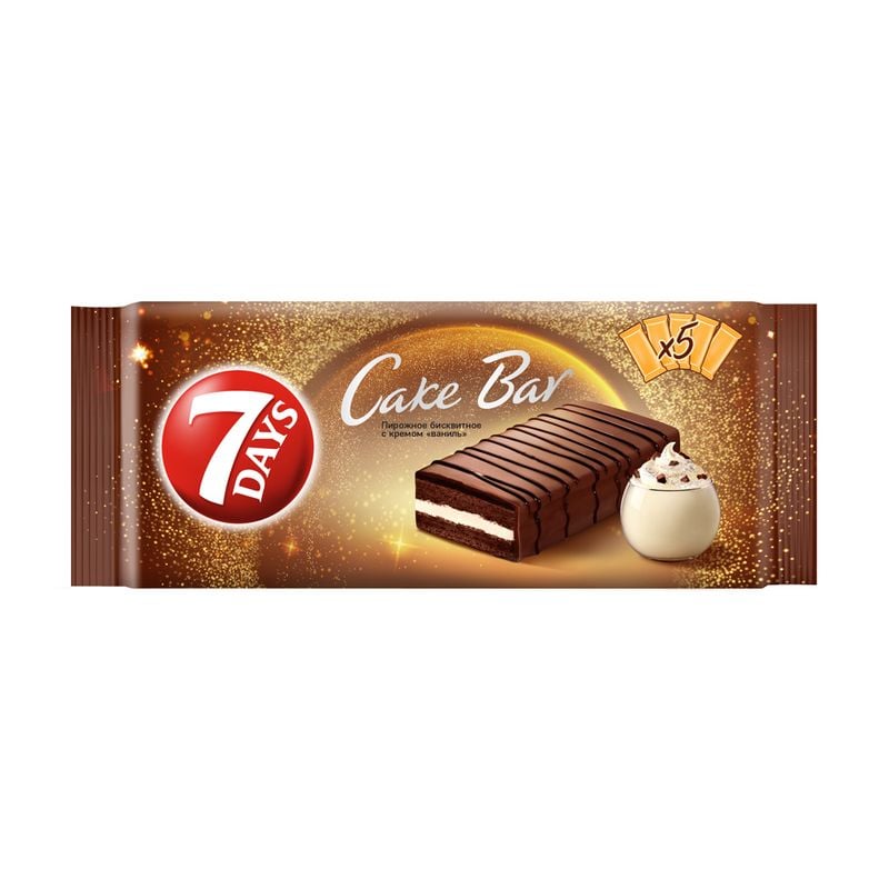Пирожное бисквитное глазированное "Cake Bar", 7DAYS, ваниль, 175 г
