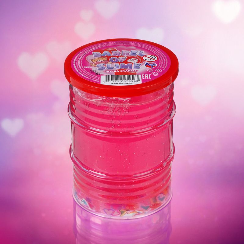 Бочка слайма "Сердечки" 240 мл, в ассортименте