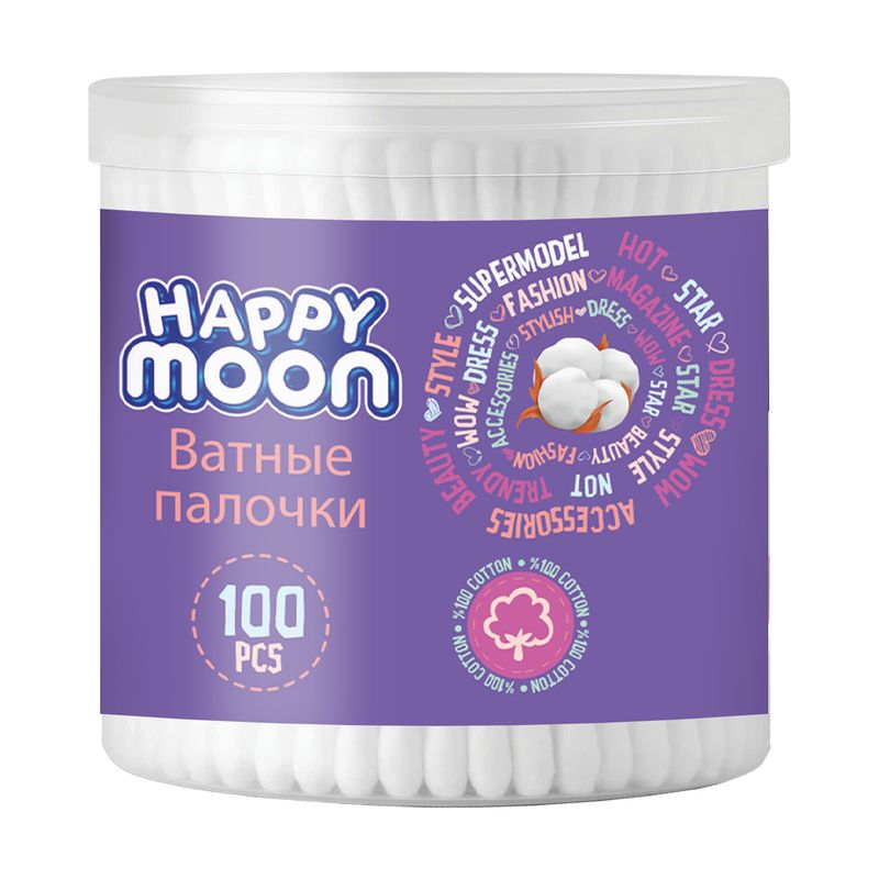 Ватные палочки, Happy Moon, 100 шт.