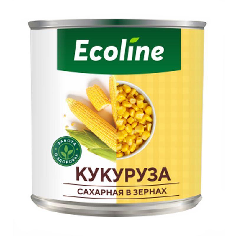 Консервы "Кукуруза сахарная в зёрнах", Ecoline, 340 г