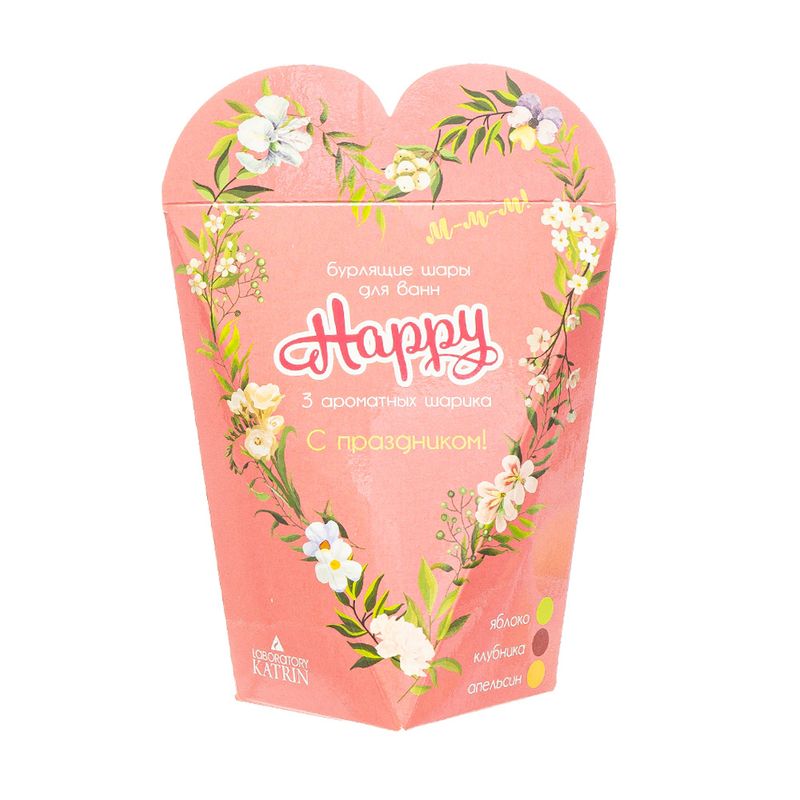 Бурлящие шары для ванн "Happy", 3 шт., 120 г, в ассортименте