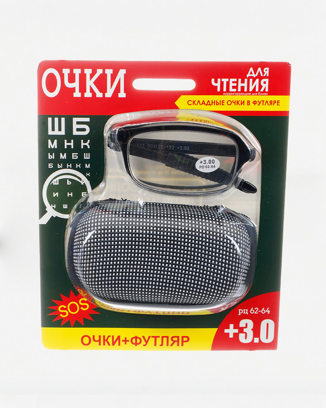 Очки складные для чтения, 5 диоптрий, футляр, в ассортименте