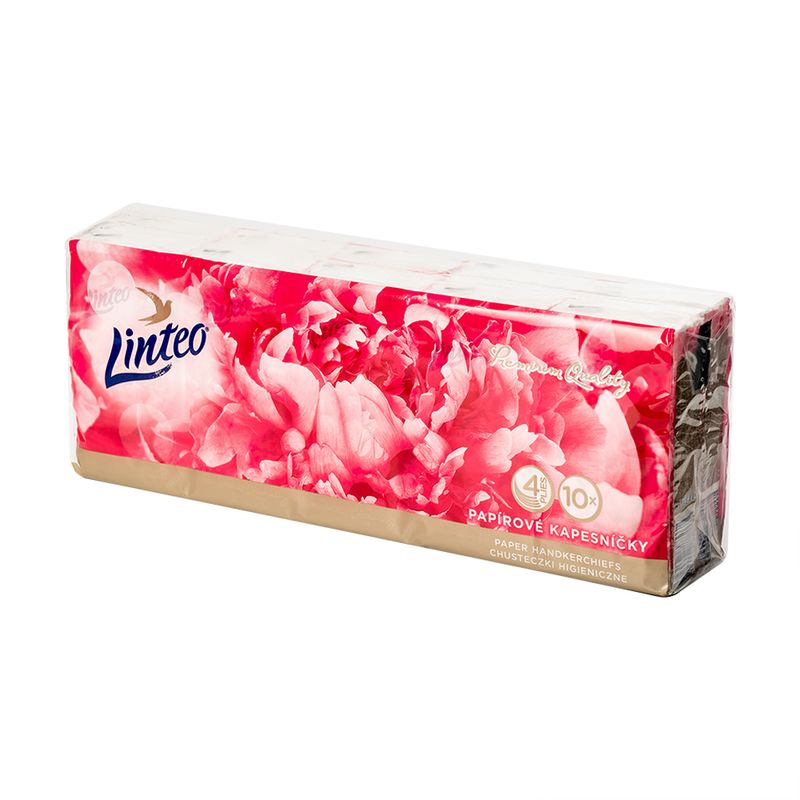 Бумажные платочки Linteo Premium, 4 слоя, 10х10 шт.