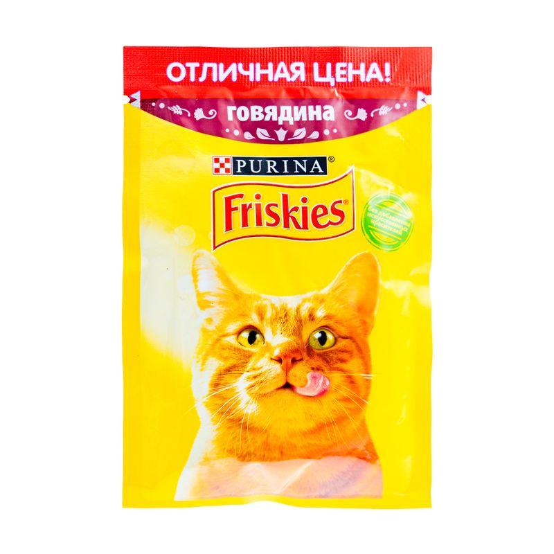 Влажный корм для кошек "Friskies", Purina, говядина, 50 г