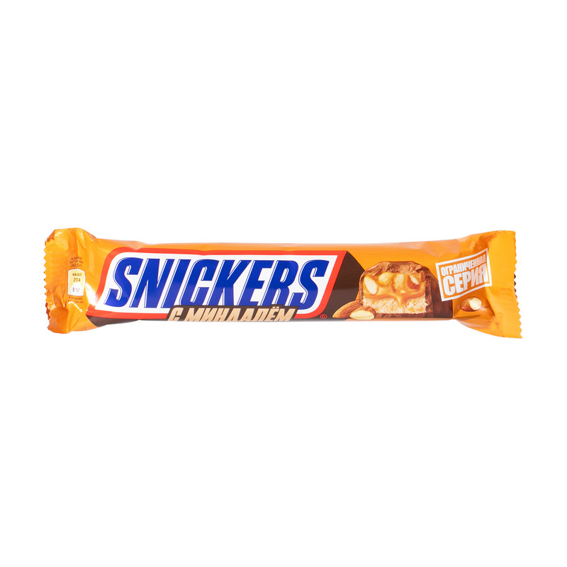 Шоколадный батончик, Snickers, миндаль, 81 г