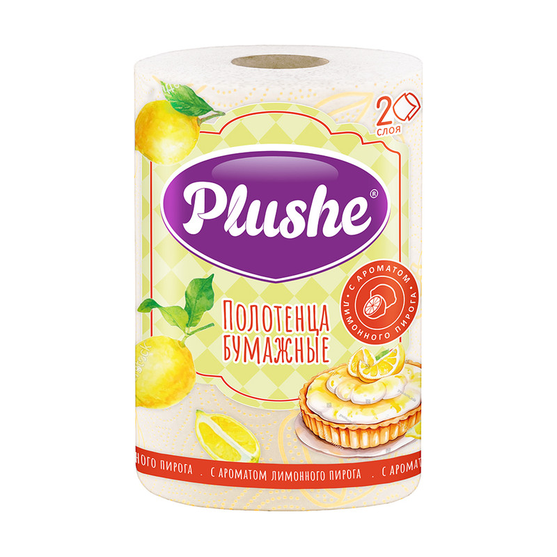Полотенца бумажные, Plushe, 2 слоя, 1 рулон, в ассортименте