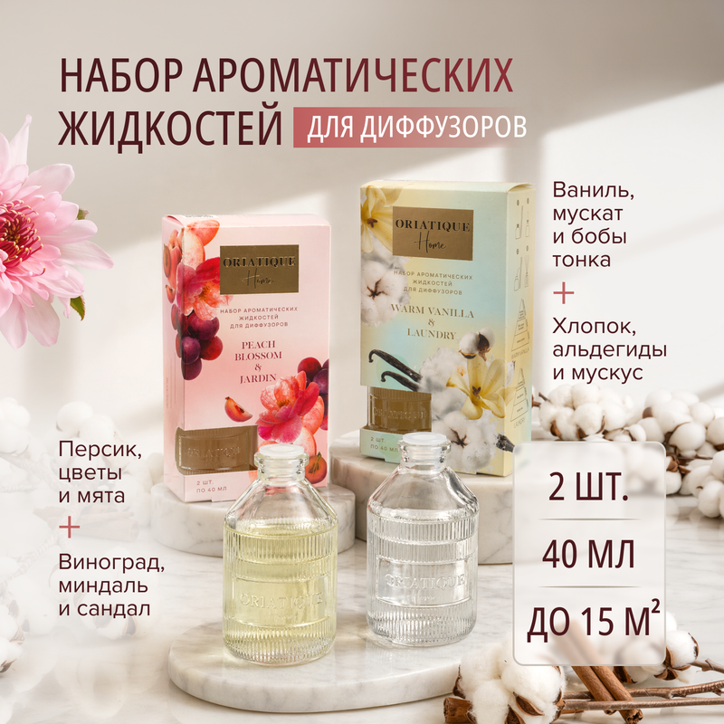Набор ароматических жидкостей для диффузоров, ORIATIQUE, 40 мл, 2 шт., в ассортименте
