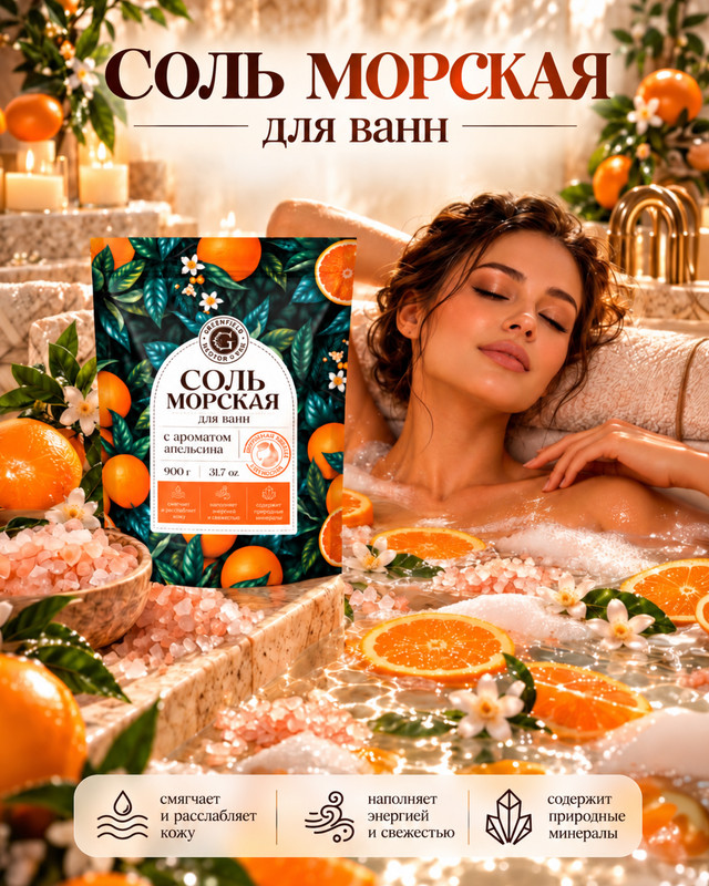 Соль морская для ванн, Greenfield, 900 г, в ассортименте