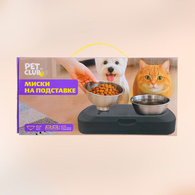 Миски на подставке, Pet Club, 380 мл, 2 шт., в ассортименте
