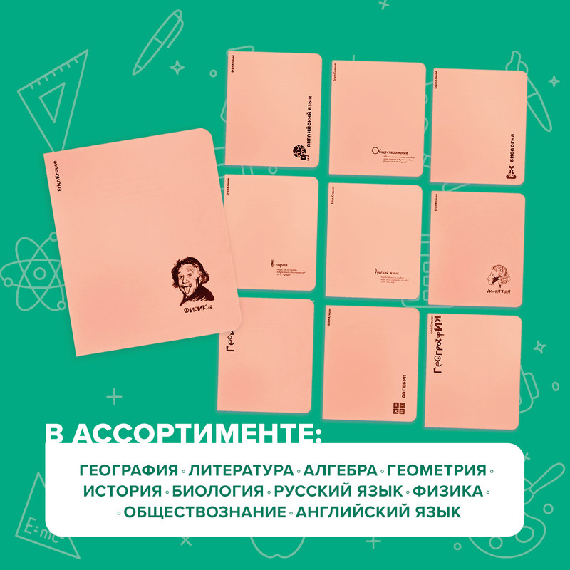 Тетрадь предметная, ErichKrause, 48 листов, пластиковая обложка, в ассортименте