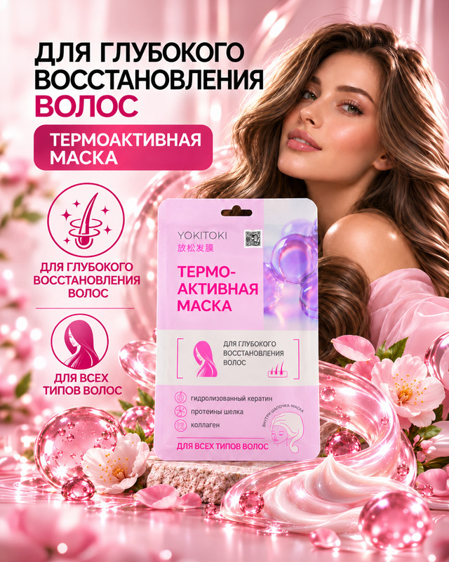 Термоактивная маска для волос, YOKITOKI, 40 г