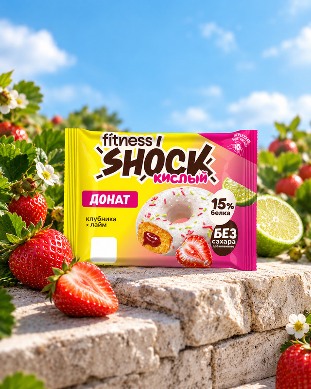 Донат кислый, Fitness SHOCK, 50 г, в ассортименте