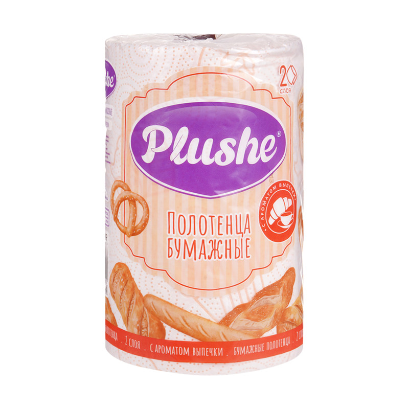 Полотенца бумажные, Plushe, 2 слоя, 1 рулон, в ассортименте