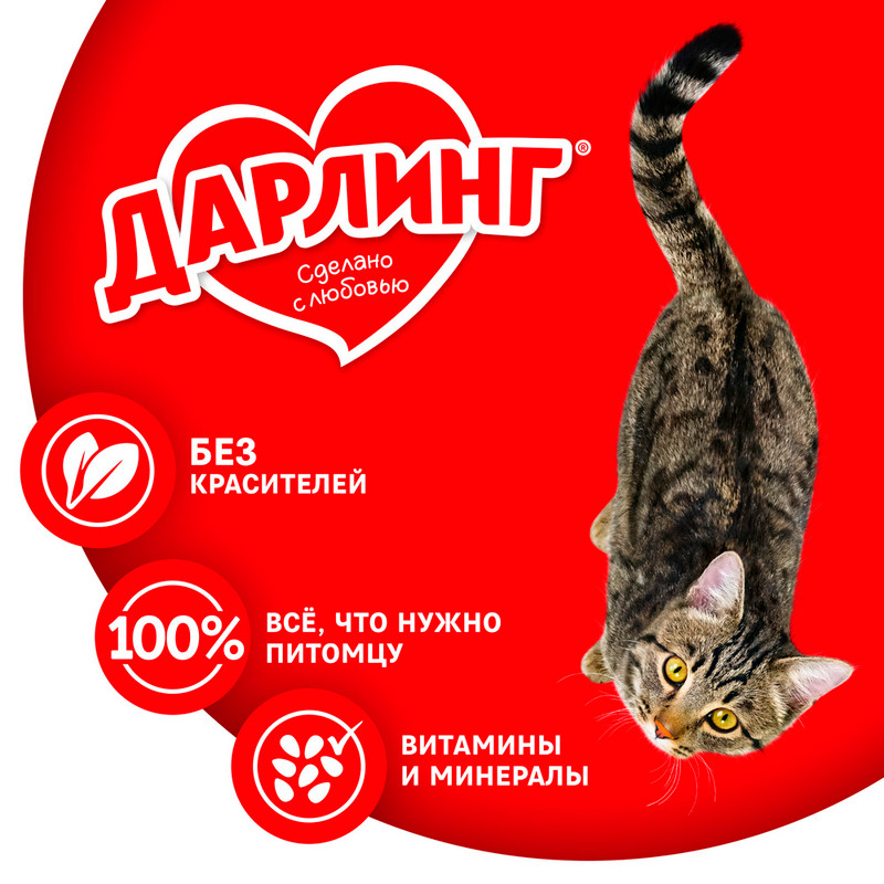 Влажный корм для взрослых кошек, ДАРЛИНГ, с говядиной в соусе, 75 г