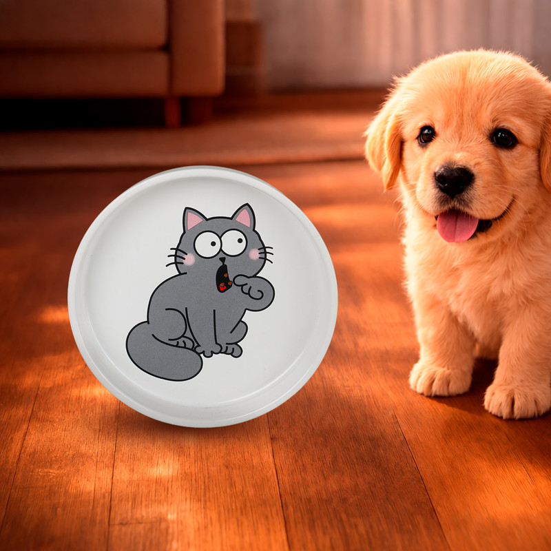 Плоская керамическая миска для кошек, Pet Club, 15х2,7 см, в ассортименте