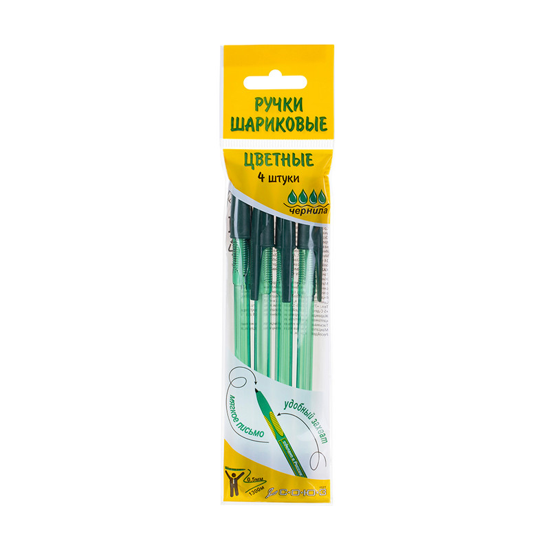 Set of colored ballpoint pens, 4 pcs