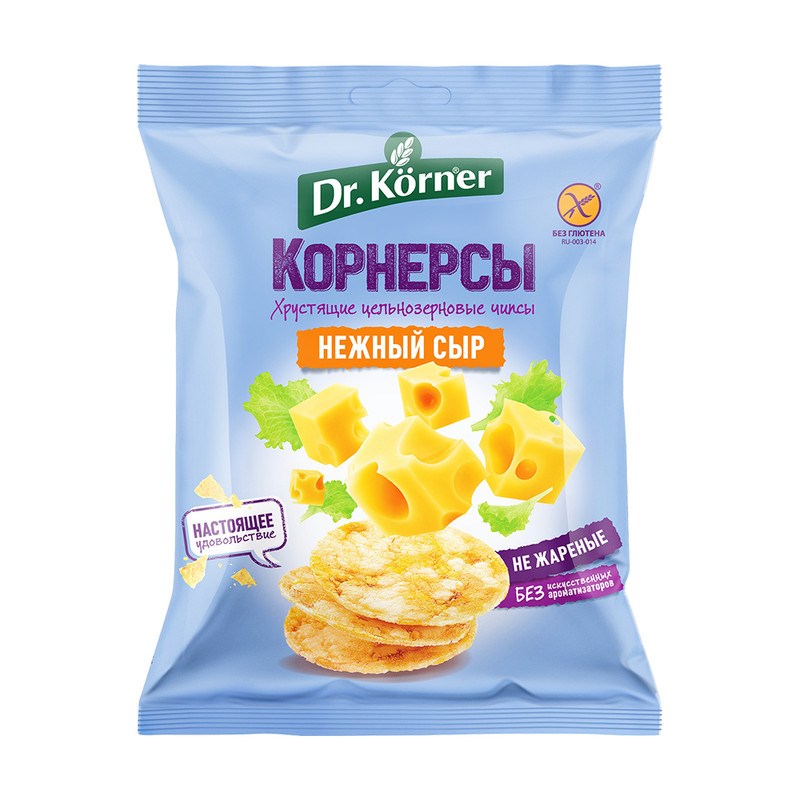 Чипсы цельнозерновые "Корнерсы", Dr.Korner, сыр, 50 г