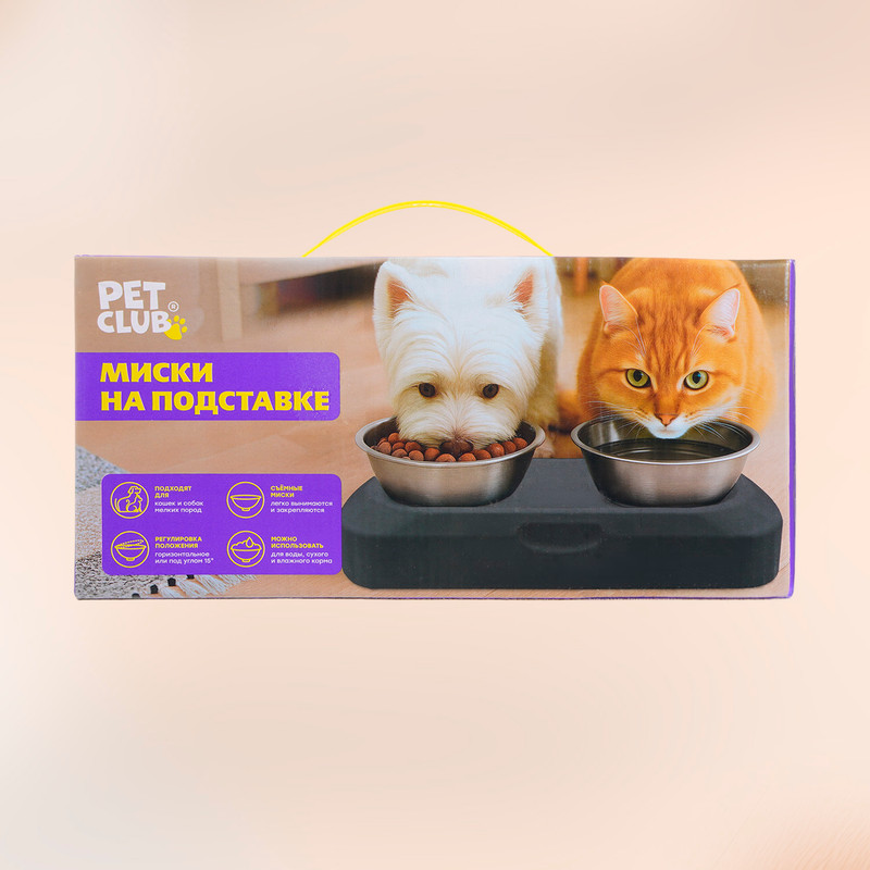 Миски на подставке, Pet Club, 380 мл, 2 шт., в ассортименте