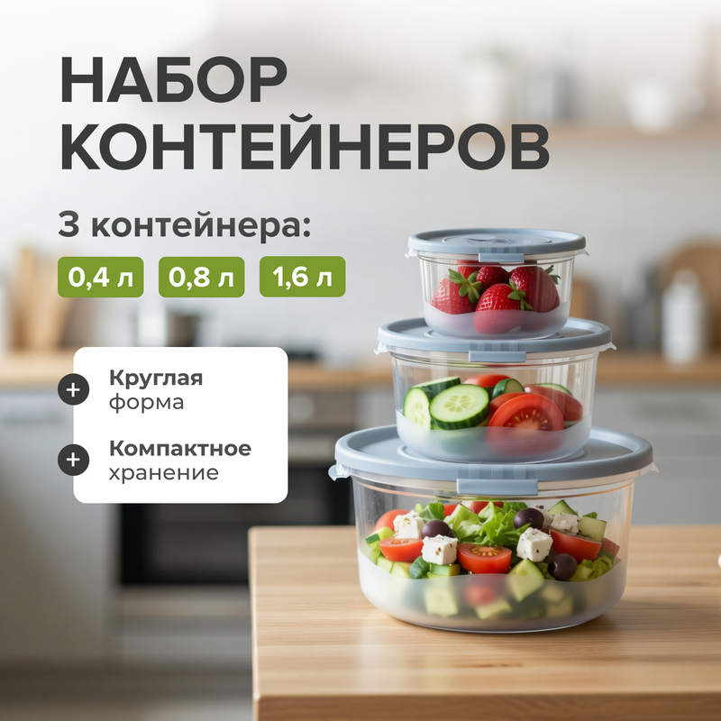 Набор контейнеров, Полимербыт, 3 шт.