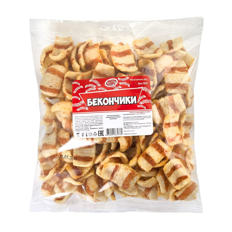 Чипсы "Бекончики", Multi Chips, 80 г, в ассортименте