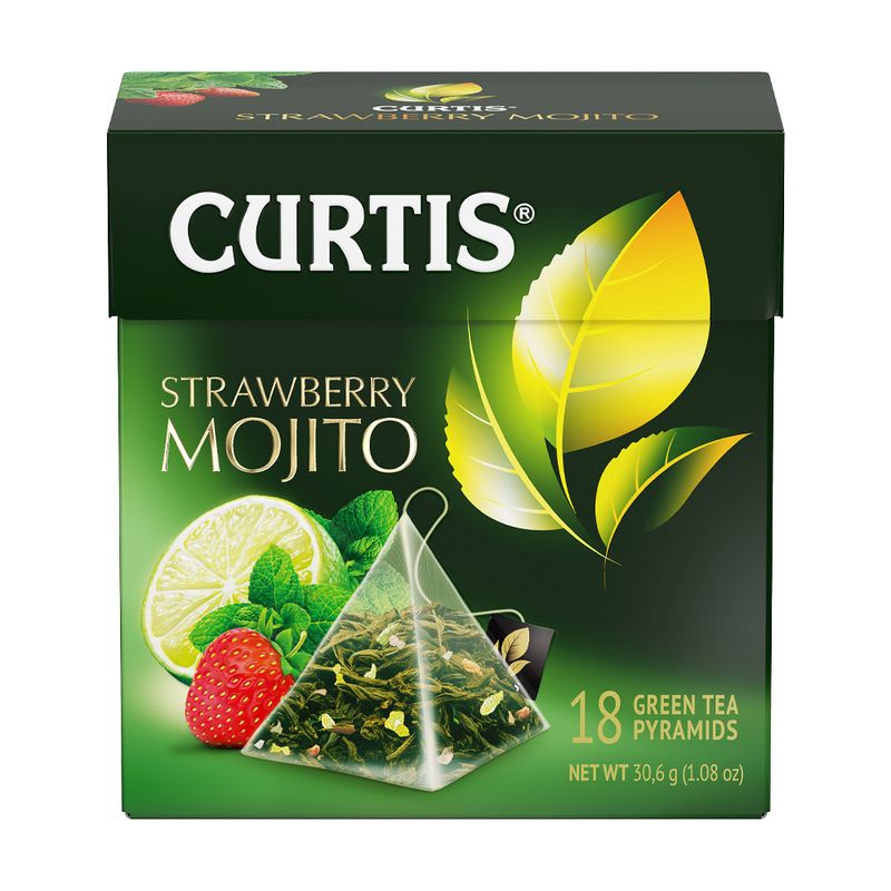 Чай зелёный, Curtis, Клубничный Мохито, 18 пирамидок
