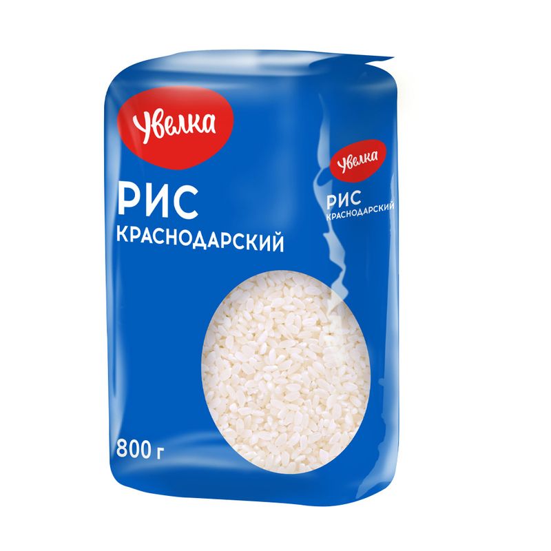 Рис круглозерный шлифованный "Краснодарский", Увелка, 800 г