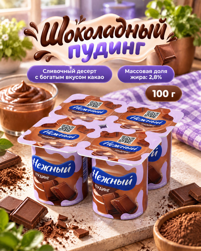 Пудинг Нежный шоколадный 2.8% 100 г