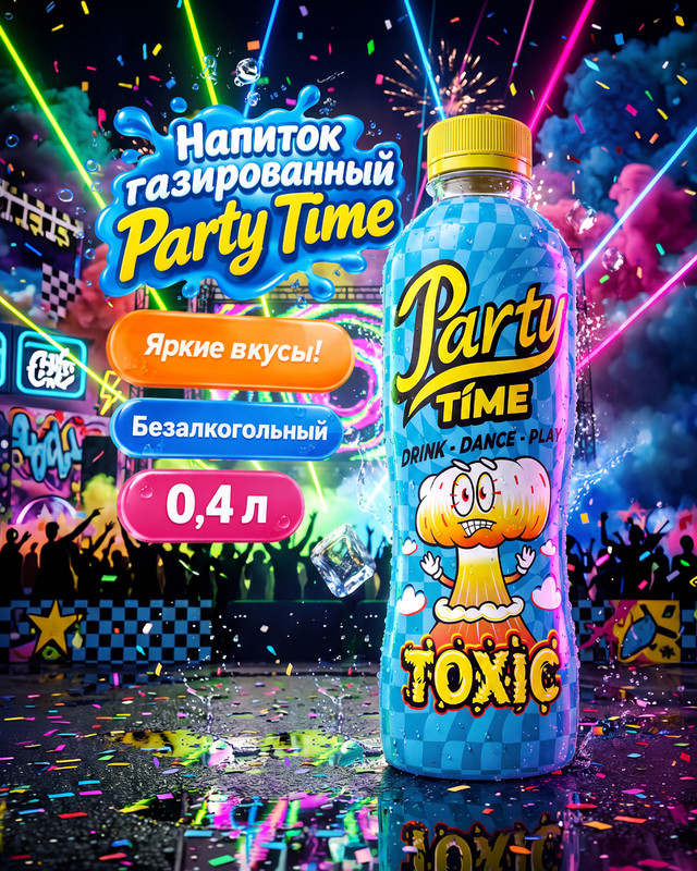 Напиток газированный безалкогольный, Party Time, 0,4 л