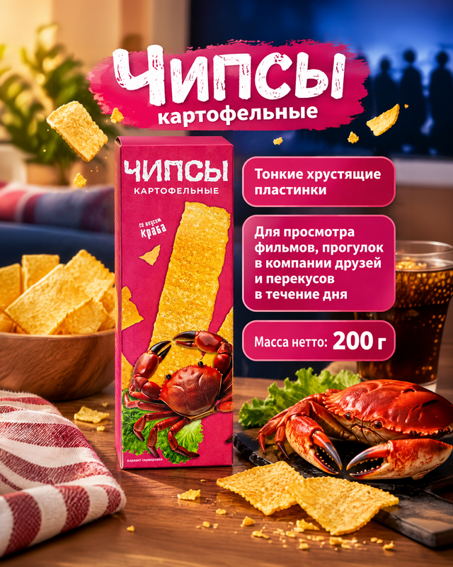 Чипсы картофельные, 200 г, в ассортименте