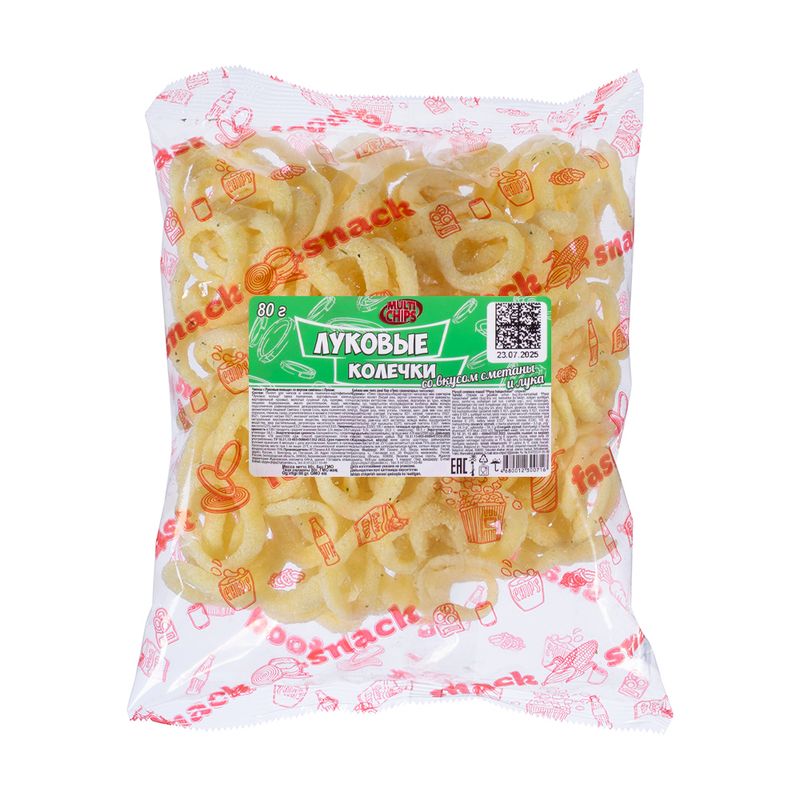 Чипсы "Луковые колечки", Multi Chips, 80 г, в ассортименте