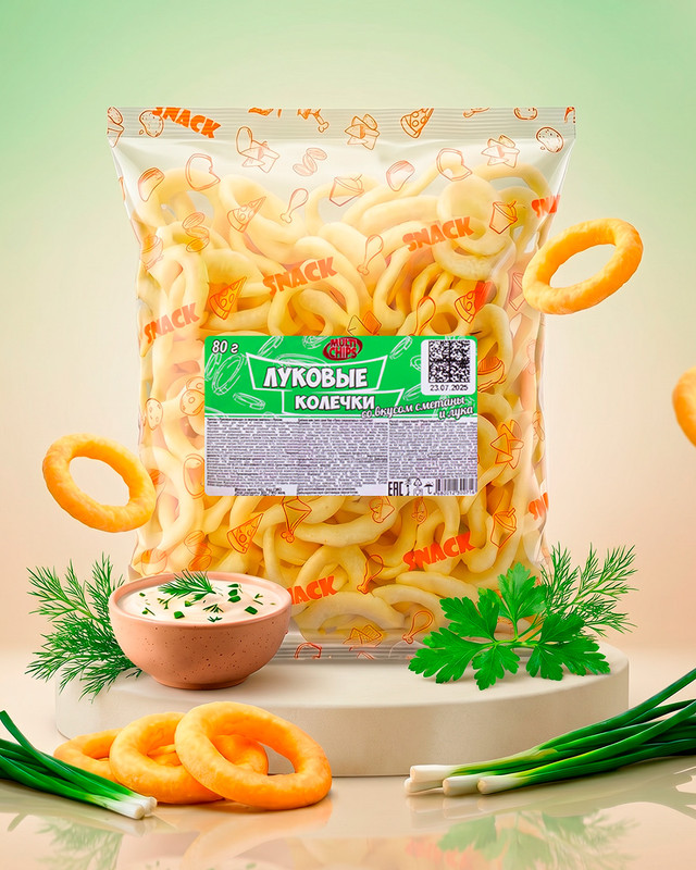 Чипсы "Луковые колечки", Multi Chips, 80 г, в ассортименте