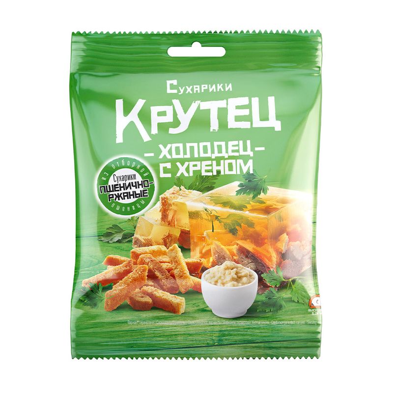 Сухарики, Крутец, холодец с хреном, 80 г