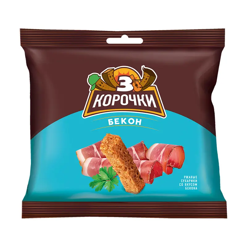 Сухарики ржаные, 3 корочки, 80 г, в ассортименте