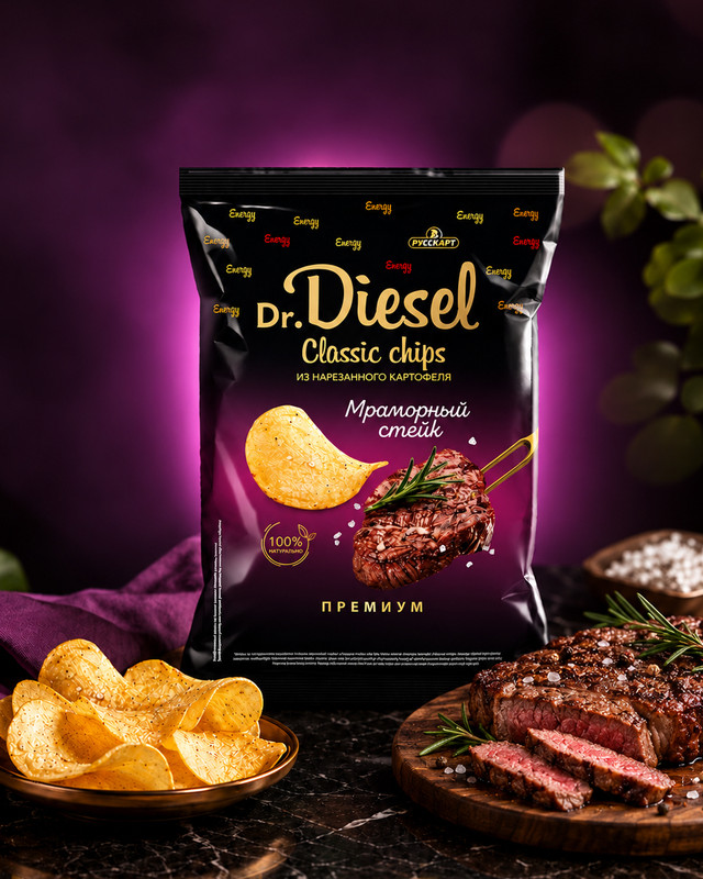 Чипсы картофельные, Dr. Diesel, 65 г, в ассортименте
