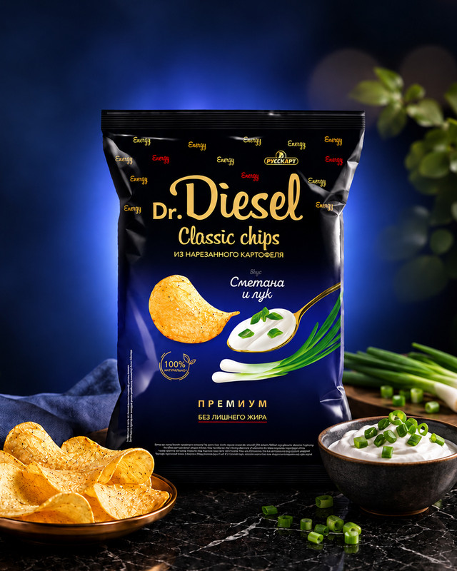 Чипсы картофельные, Dr. Diesel, 65 г, в ассортименте