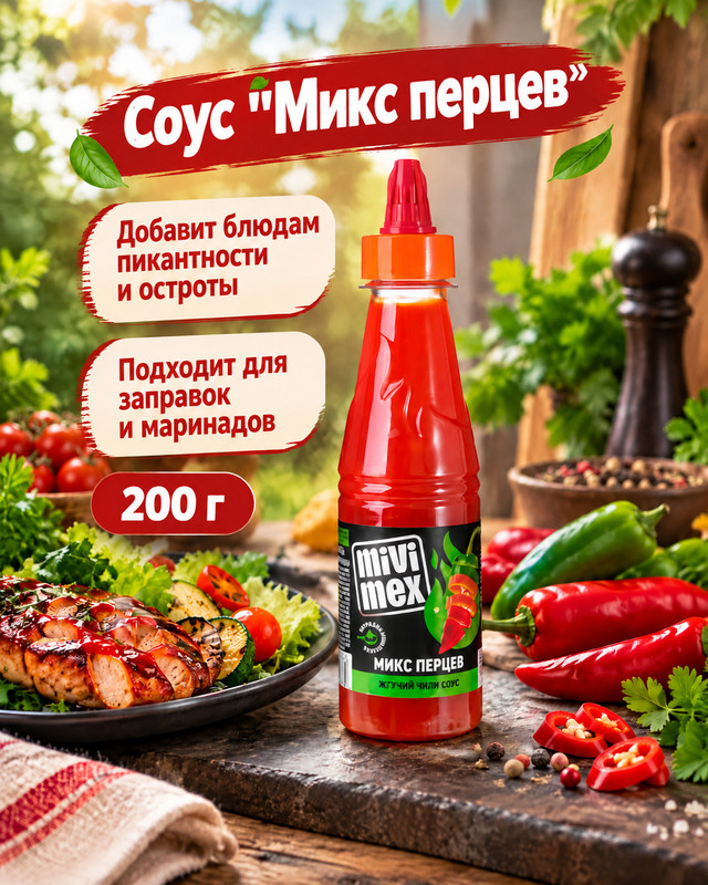 Соус чили "Микс перцев", MIVIMEX, 200 г
