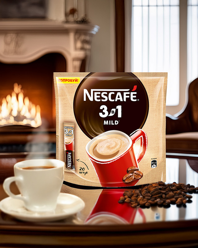 Напиток кофейный растворимый 3 в 1, Nescafe, 14,5 г, 20 шт.