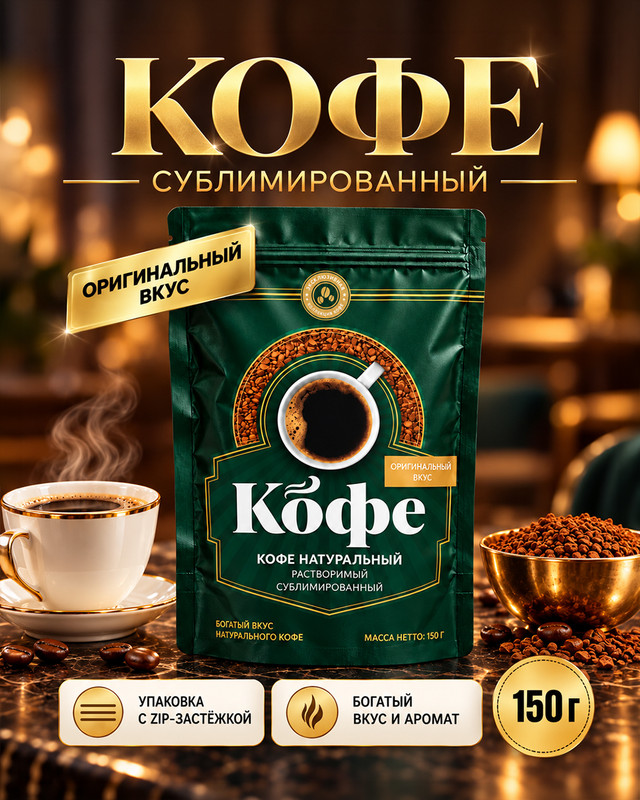 Кофе растворимый сублимированный, Coffee, 150 г