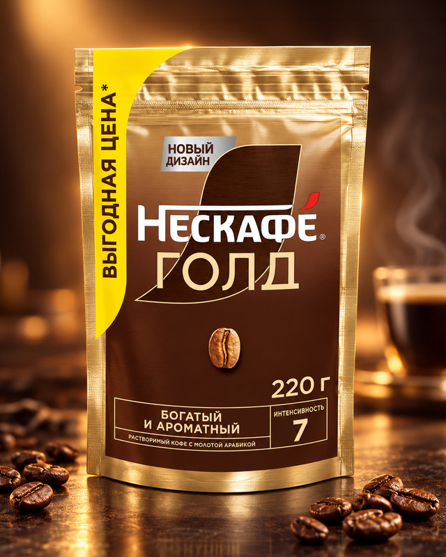 Кофе растворимый, Нескафе Голд, 220 г