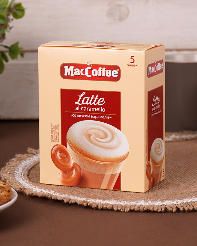 Напиток кофейный растворимый (3 в 1) "Latte", MacCoffee, со вкусом карамели, 110 г