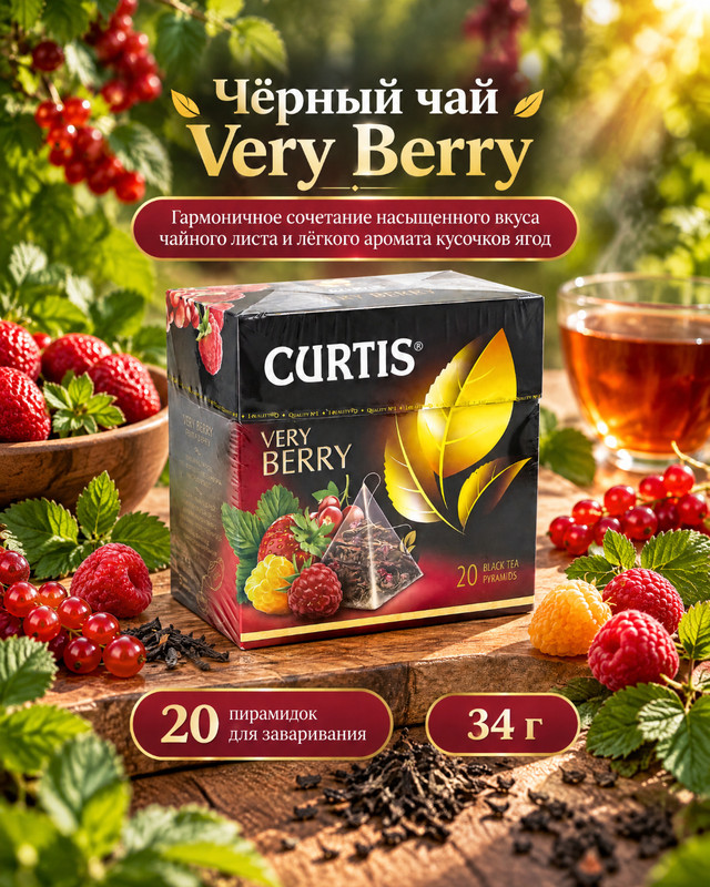 Чай черный "Very Berry", CURTIS, 20 пирамидок