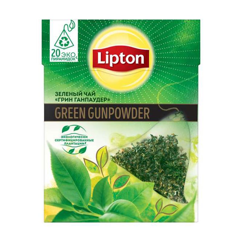 Чай зелёный "Green Gunpowder", Lipton, 20 пирамидок, 36 г