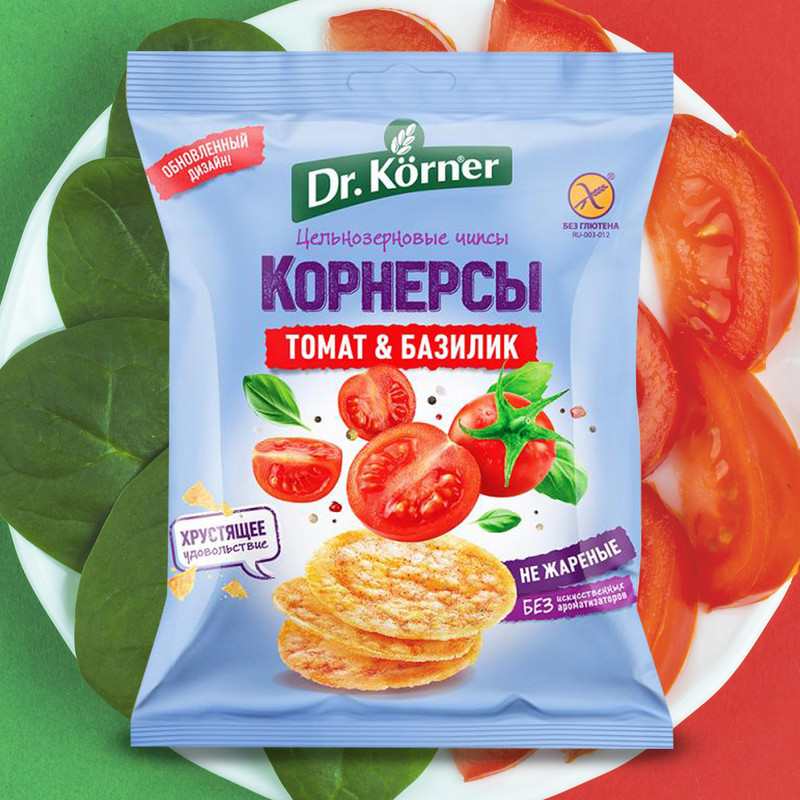 Чипсы цельнозерновые "Корнерсы", Dr. Korner, 40 г, в ассортименте