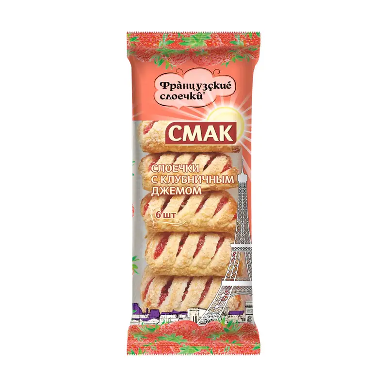 Слоечки с джемом, Смак, 180 г, в ассортименте