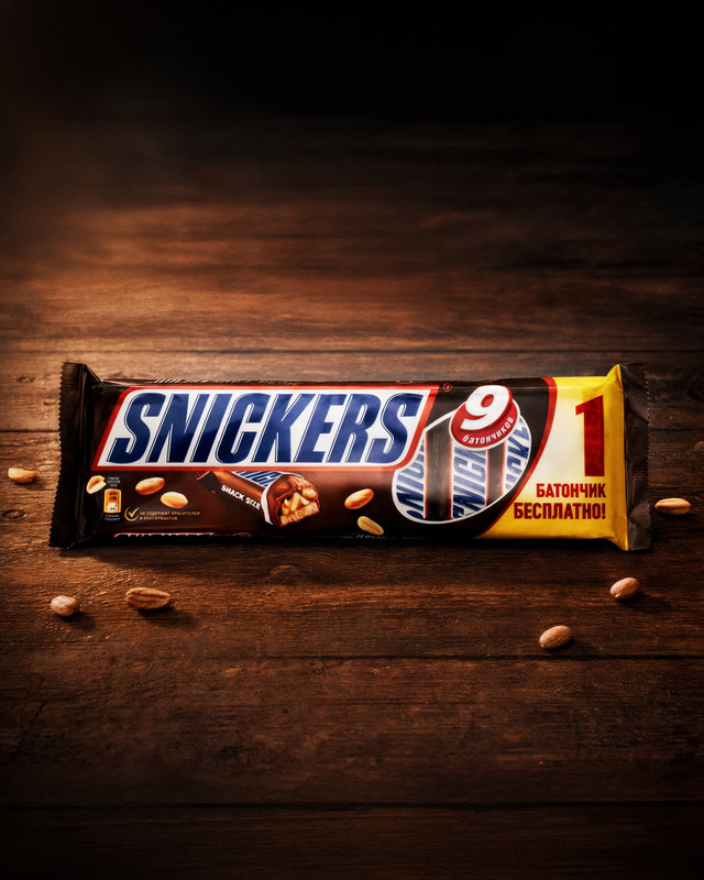 Батончик шоколадный, Snickers, 9 шт., 360 г