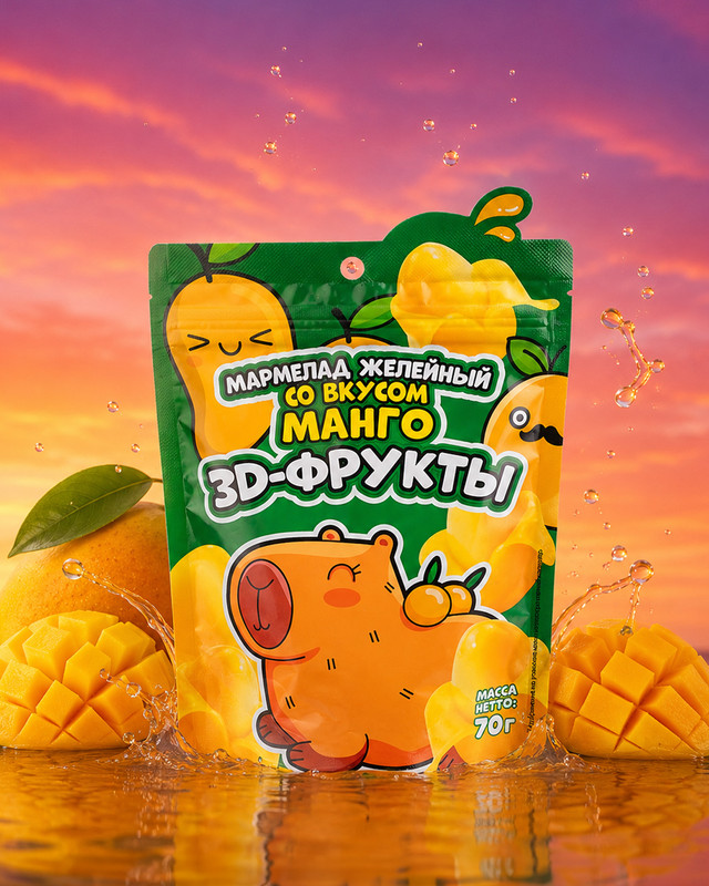 Мармелад желейный "3D фрукты", 70 г, в ассортименте